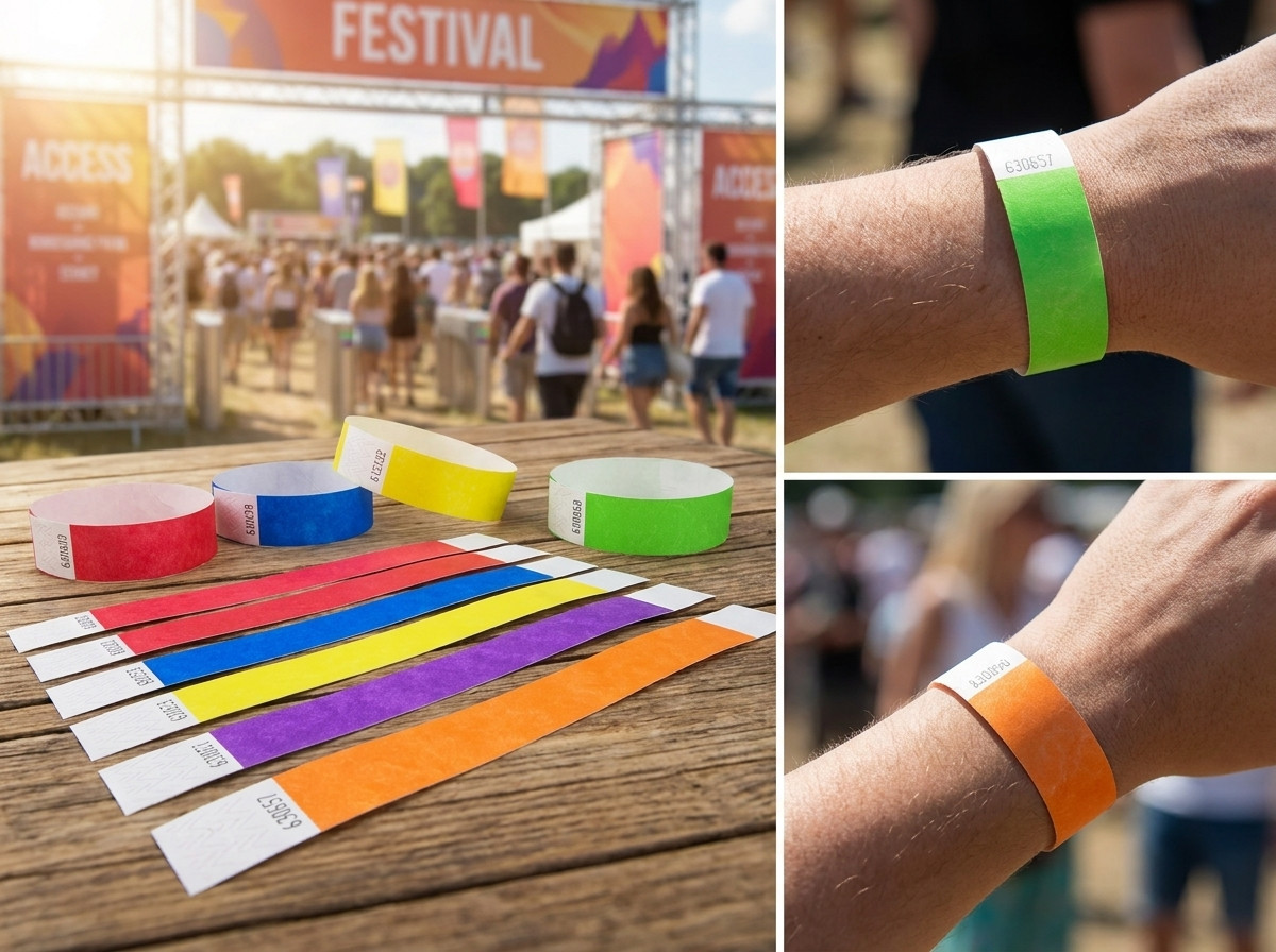 Narukvice za kontrolu pristupa u različitim bojama za VIP zone i rezervirana područja na festivalu